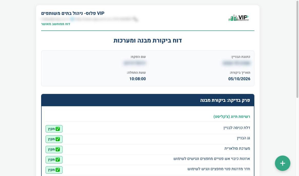 דוח פעילות לבניין כפי שהוועד רואה אותו